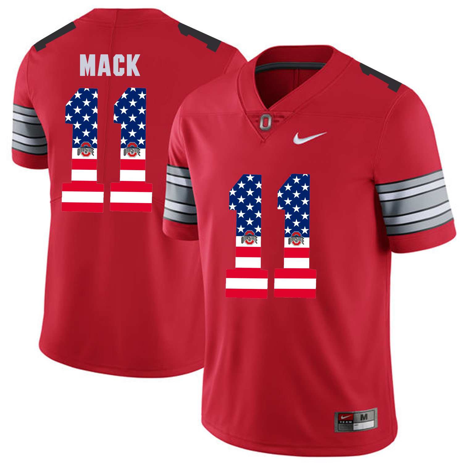 Men Ohio State 11 Mack Red Flag Customized NCAA Jerseys